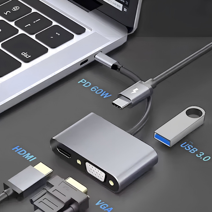 USB HUB 4u1 - usb-tip-c-hub-hdmi-vga