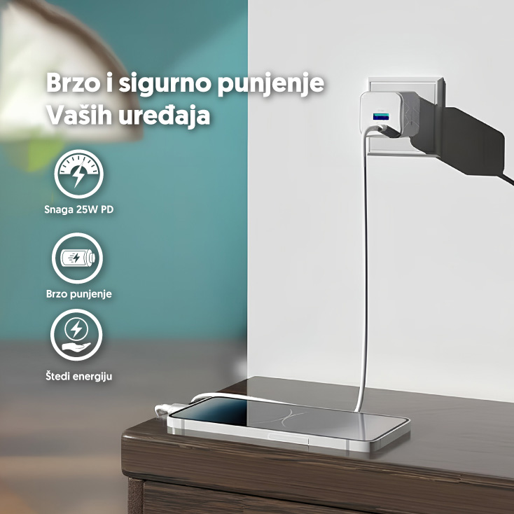 PUNJAČ KUĆNI USB-P370 - usb-brzi-punjac-pd-25w