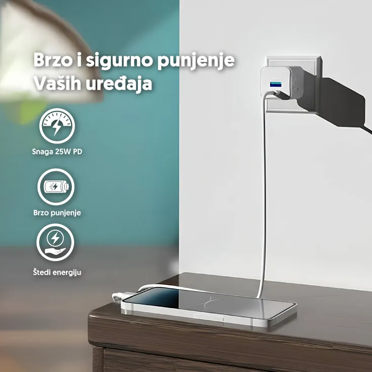 PUNJAČ KUĆNI USB-P370 - usb-brzi-punjac-pd-25w