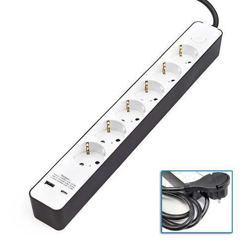 RAZVODNIK 6UTC3.0-USB/USBc - produzni-sa-ravnim-flat-utikacem