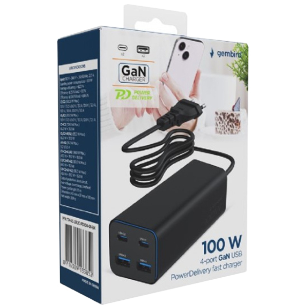 PUNJAČ KUĆNI 100W 4-port - usb-tip-c-a-brzi-punjac