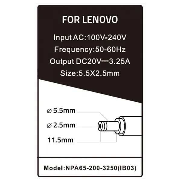 PUNJAČ 20V3.25A65W-5.5x2.5mm - ispravljac-napajanje-za-lenovo