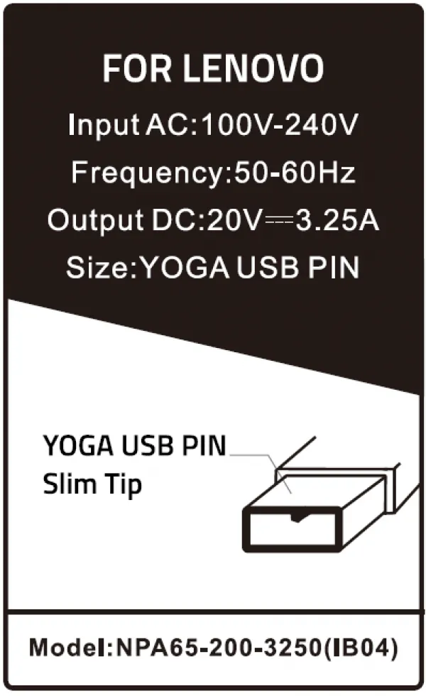 PUNJAČ 20V3.25A65W-USB PIN Yellow - punjac-lenovo