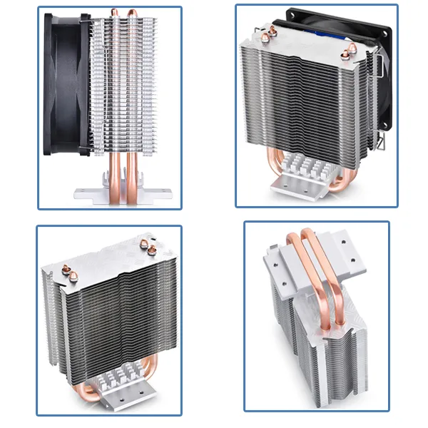 VENTILATOR ICE EDGE MINI FS V2.0  100W 80mm - Prikaz gustog aluminijumskog hladnjaka sa ugrađenim bakarnim nožicama za direktan kontakt prikazan na beloj pozadini