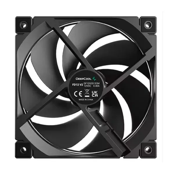 VENTILATOR 12V-FD12 V2 120x120x25mm - Bočni profil tankog crnog kulera od 25mm sa prikazom integrisanih gumenih podloga na ivicama sklopa
