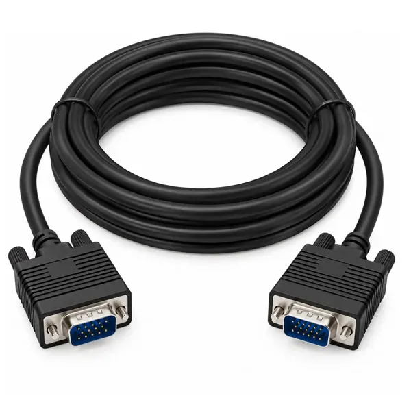VGA KABL 1.8m - Kettz KT-VK180 crni fleksibilni analogni VGA na VGA video kabl dužine 1.8m uredno namotan u kotur sa muškim 15-pinskim utikačima i vijcima
