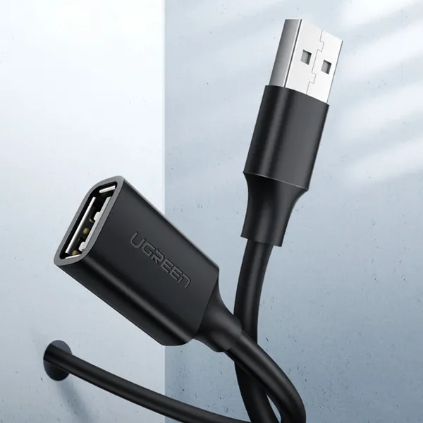 USB 2.0 PODUŽNI KABL M/F US103 1.5m - Ugreen US103 crni USB 2.0 produžni kabl dužine 1.5m sa muškim USB-A utikačem na jednom kraju i ženskom USB-A utičnicom na drugom kraju kabla