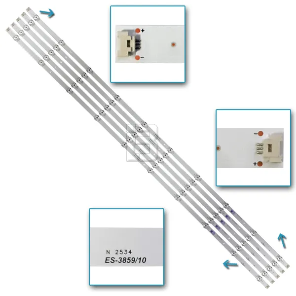 LED BAR-TESLA 55S906BUS - ES3859 Pozadinsko svetlo za Tesla 55 TV sa krupnim planom konektora i oznake ES-3859/10