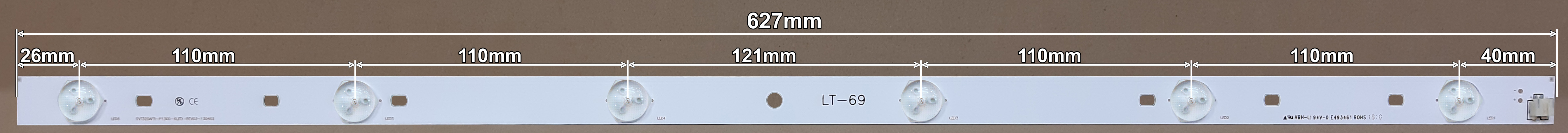 LED BAR-TOSHIBA32x3 - SVT320AF5-P1300-6LED-REV03