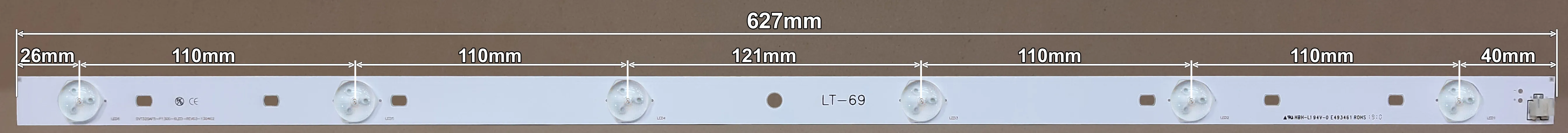 LED BAR-TOSHIBA32x3 - SVT320AF5-P1300-6LED-REV03