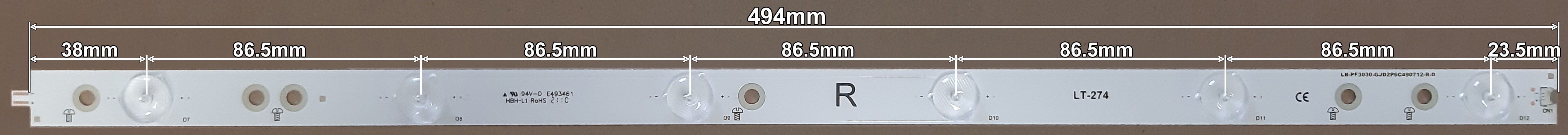 LED BAR-PHILIPS49LR -  LB-PF3030-GJD2P6C490712-L-D
