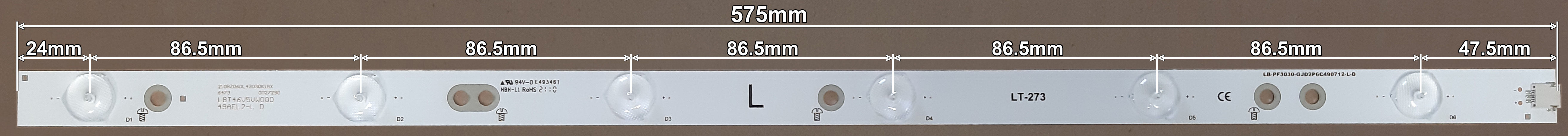 LED BAR-PHILIPS49LR - GJ-2K16-490-D712-P5