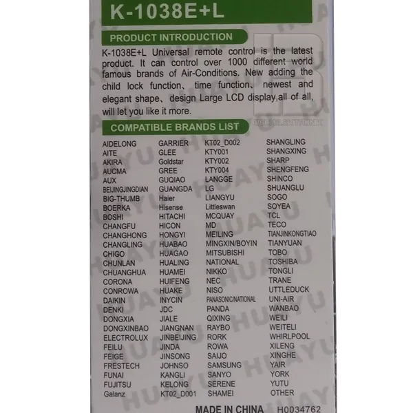 DALJINSKI UNI KLIMA K-1038Hu - 