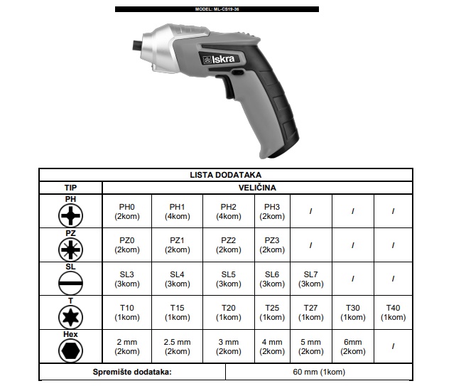 ODVIJAČ ML-CS19-36 - 