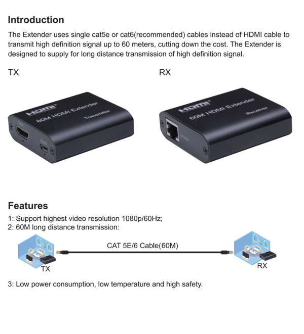 HDMI EXTENDER KT-HEX23 - hdmi pojacalo do 60m