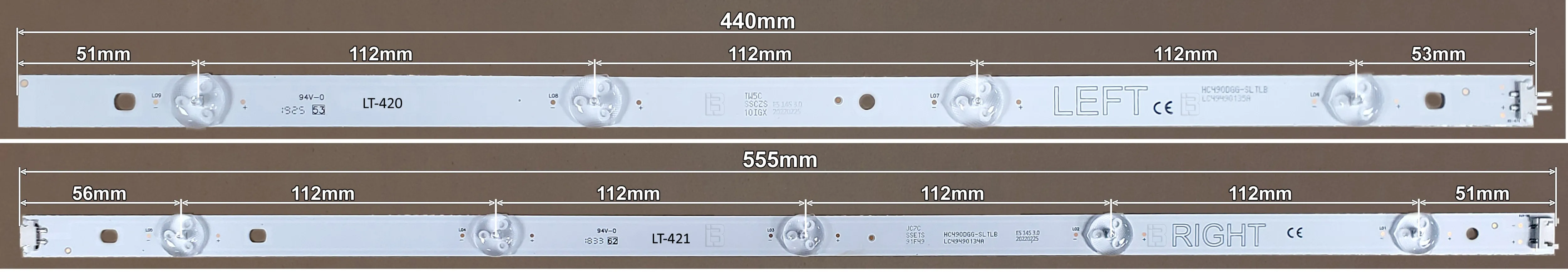 LED BAR-LG49RL - lt420-lt421-dimenzija