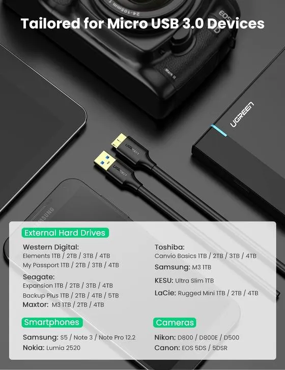 USB 3.0A/microB KABL 1M - usb-3-0-kabl-na-mikro-usb-3-0-1m-ugreen-us130-2991_1