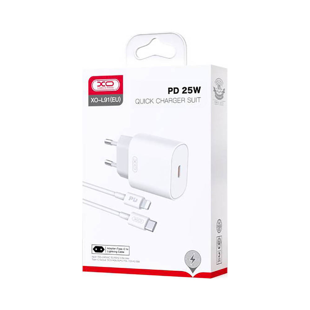 PUNJAČ KUĆNI USB-L91 - xo-punjac-l91-25w-kabl-type-c-na-lighting-4432