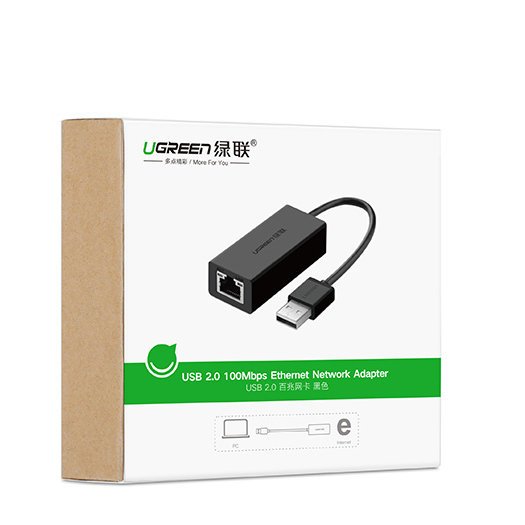 USB 2.0-RJ45 ADAPTER BLACK - ugreen-cr110-usb-2-0-10-100mbps-crni-4184
