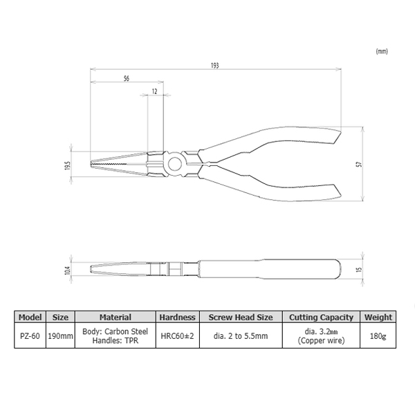 KLEŠTA PZ-60 KOMBINOVANA - pz-60 klesta dimenzije