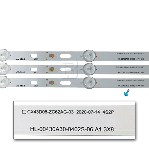 LED BAR-FOX432 - cx43d08-zc62ag-03-hl-00430a30-0402s-06