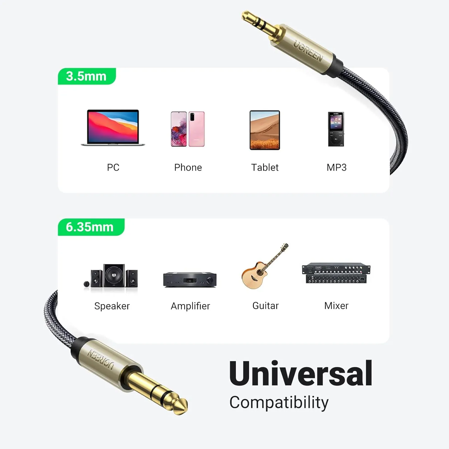 3.5mm-6.3mm AUX KABL 5M - ugreen-av127-3-5mm-na-6-35mm-kabl
