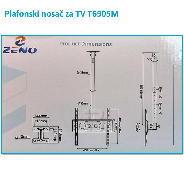 TV NOSAČ TV T6905M 26-70 - plafonski-nosac-za-tv-t6905m-dimenzije