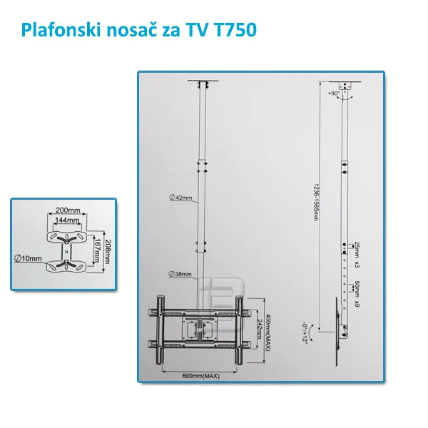 TV NOSAČ T750 32-80 - plafonski-nosac-za-tv-t750-dimenzije