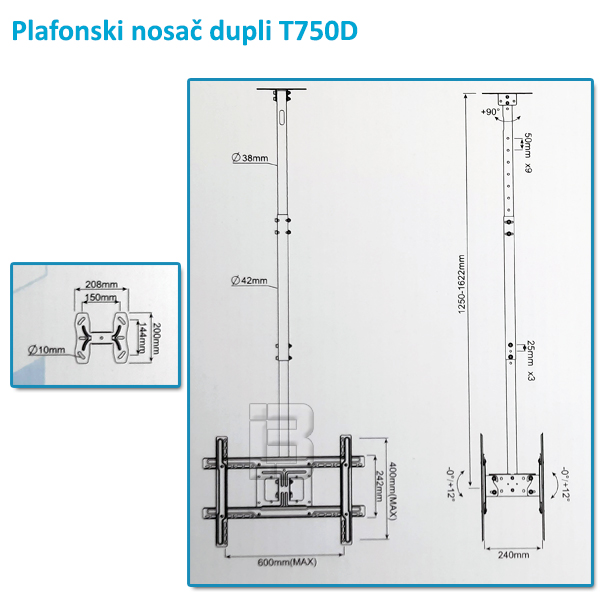 TV NOSAČ T750D 32-75 - plafonski-nosac-dupli-za-dva-tv-dimenzije
