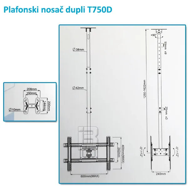 TV NOSAČ T750D 32-75 - plafonski-nosac-dupli-za-dva-tv-dimenzije