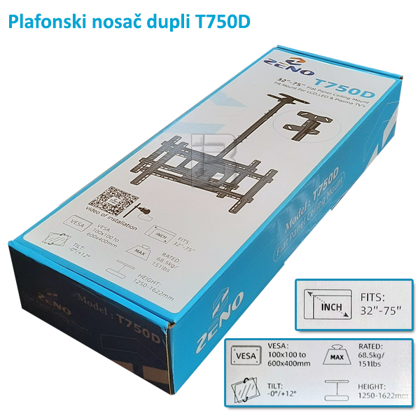 TV NOSAČ T750D 32-75 - plafonski-nosac-dupli-za-2-tv-a
