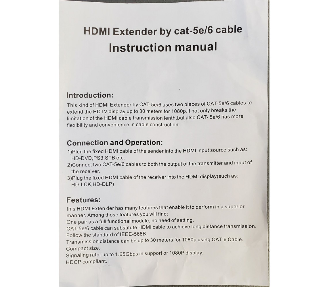 HDMI-CAT5E EXTENDER - hdmi-extender-uputstvo