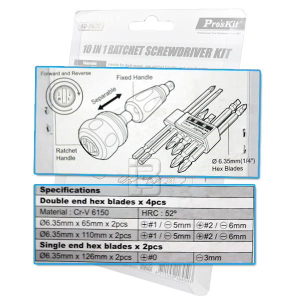 ODVIJAČ SD-9820 SET - srafciger-sa-nastavcima-proskit-sd9820